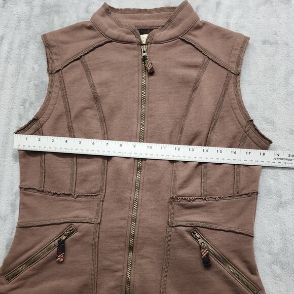 Ours Cotton Sleeveless Full Zip Jacket Size M Brown Exposed Seams Boho Outdoors - Picture 7 of 10